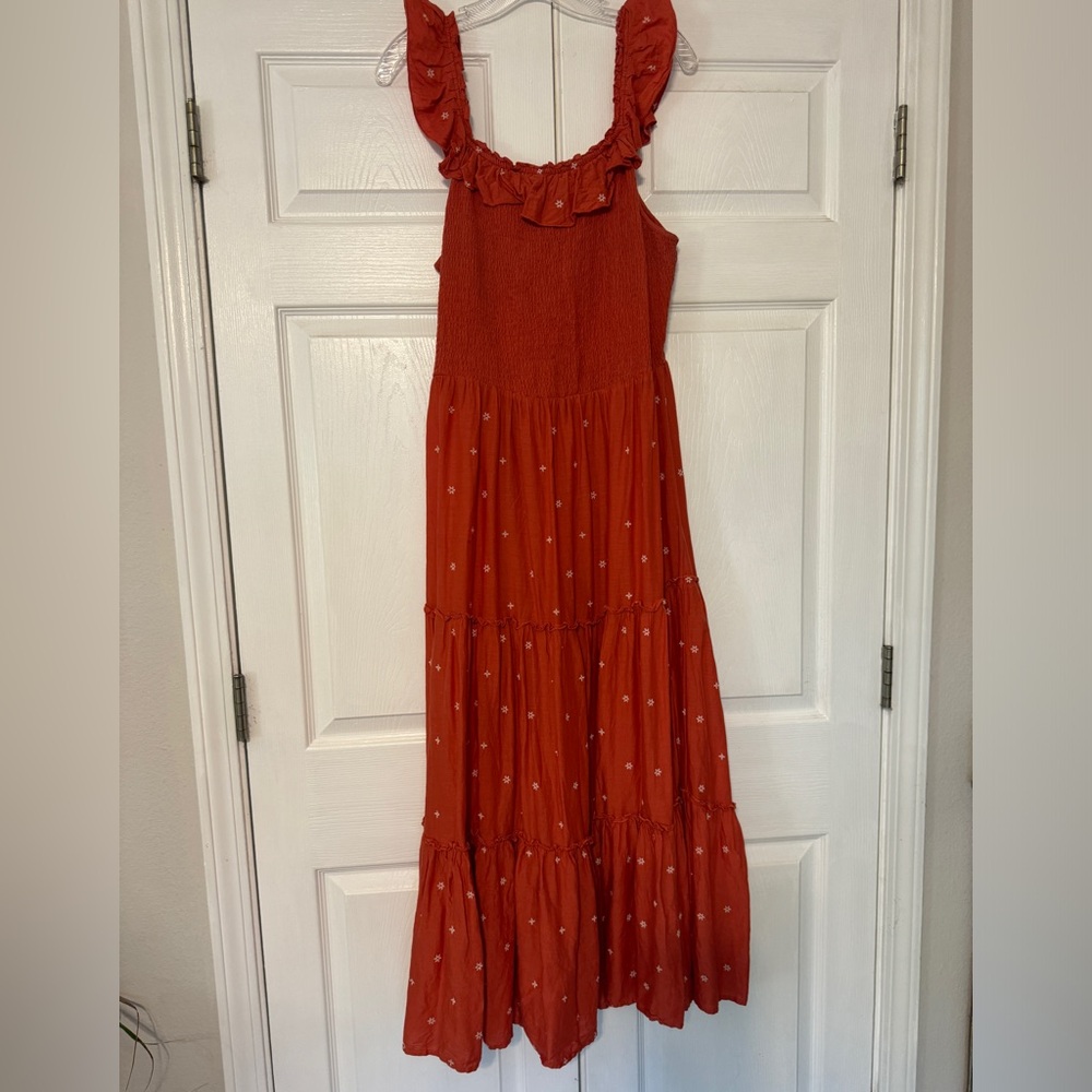 Maxi dress with ruffled sleeve and smocked bodice